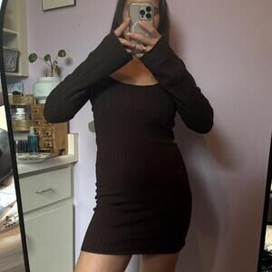 Brown garage body con dress